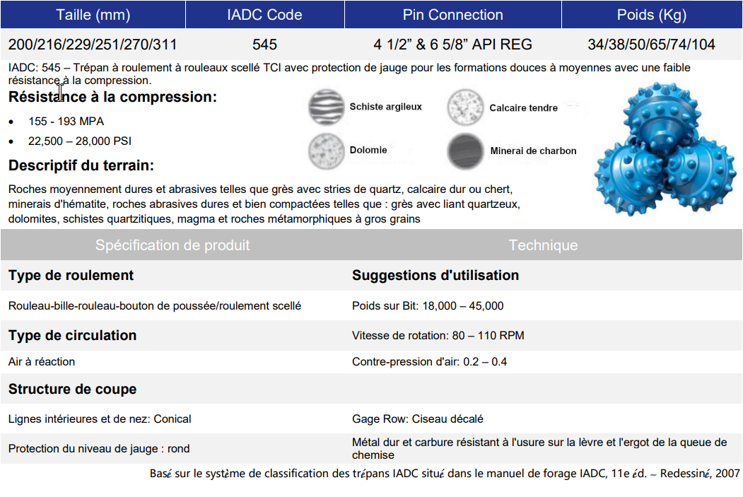 IADC545 Taillant Rotatif Specification